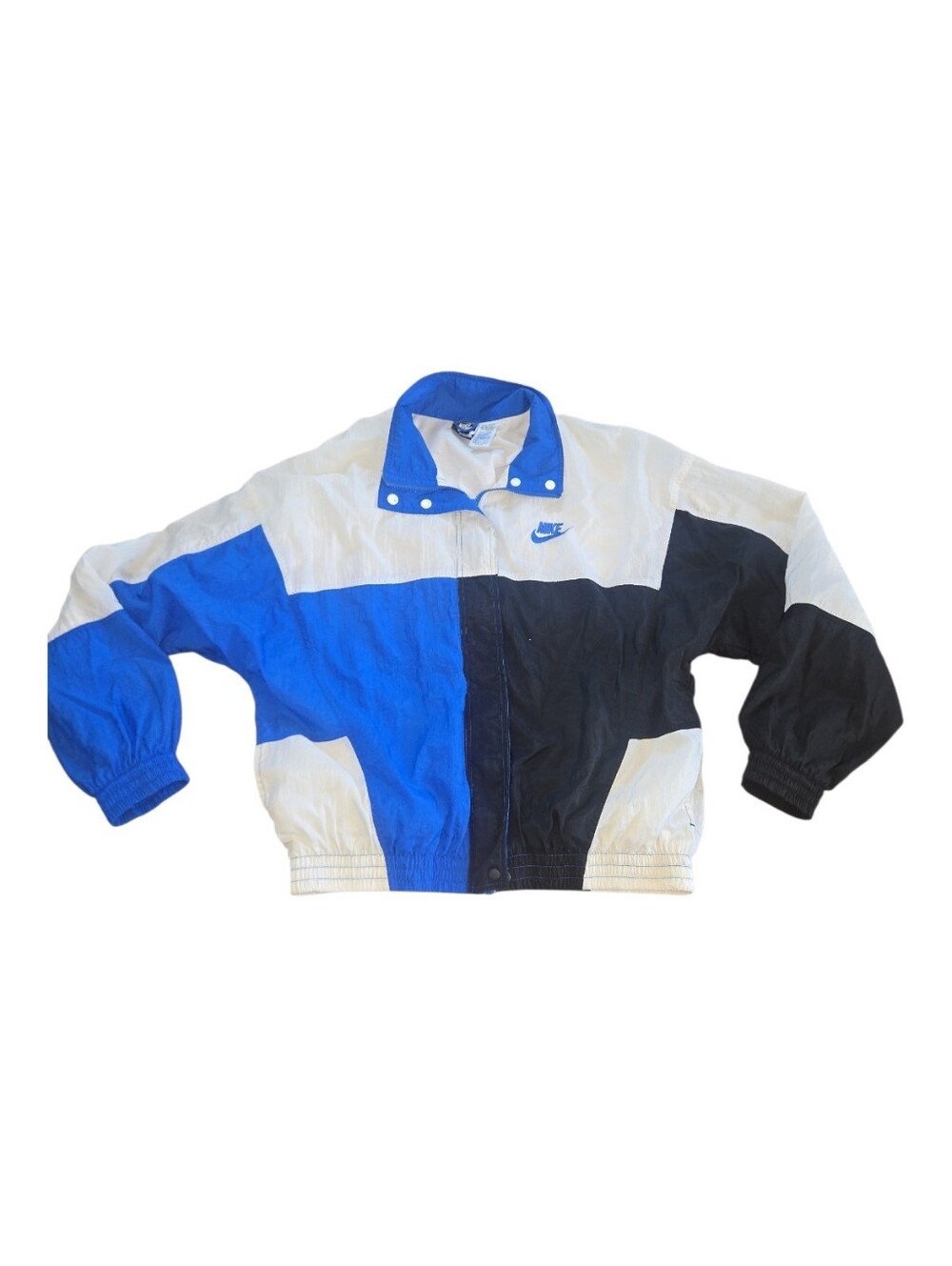 Vintage Nike Colorblock Windbreaker Jacket in White, Blue & Black Size M